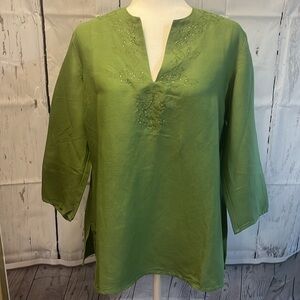 VanHeusen linen women’s top green medium